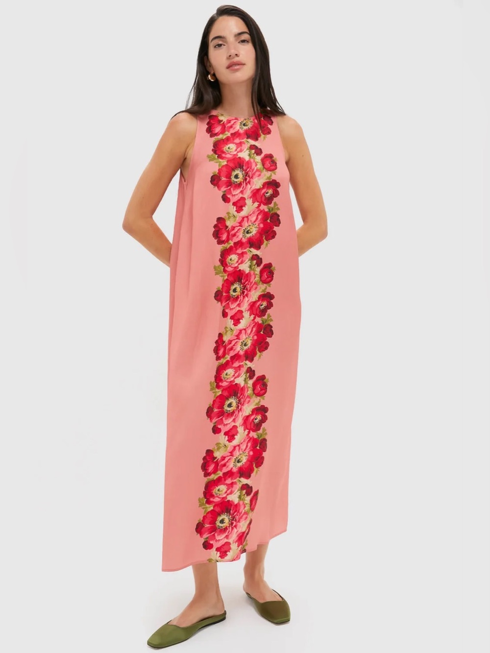 NWT Tuckernuck Coral Poppy Portia Dress Maxi Floral Pink Red Sz L